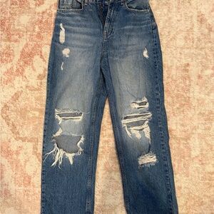 Zara Blue Denim Jeans with Tan Stitching